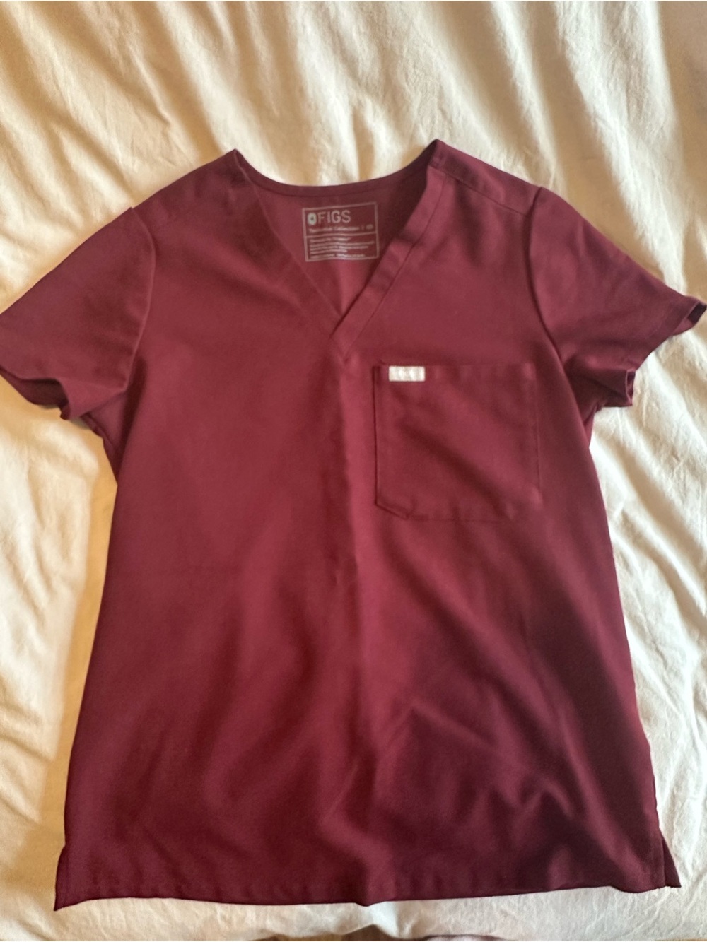 FIGS Women’s Catarina V-Neck Scrub Top - Burgundy